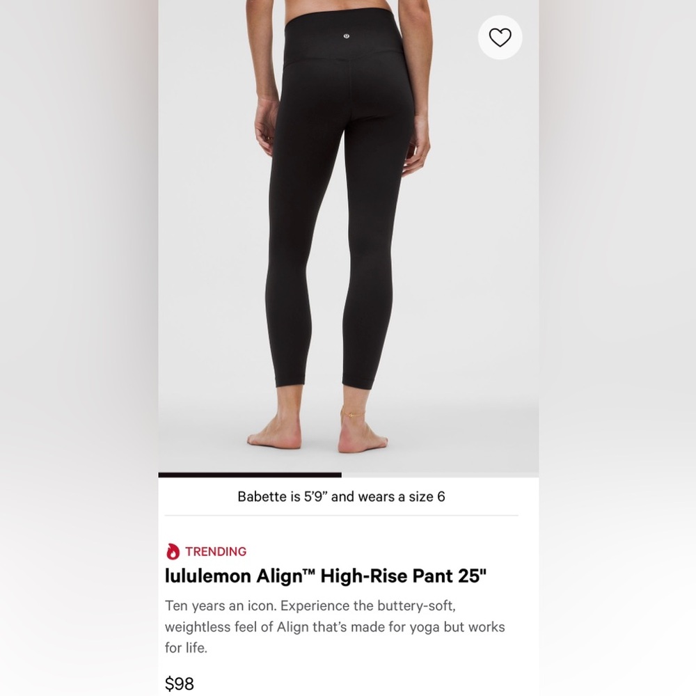 ❤️ NWT Lululemon Sz 12 Black Align Leggings 25” ❤️